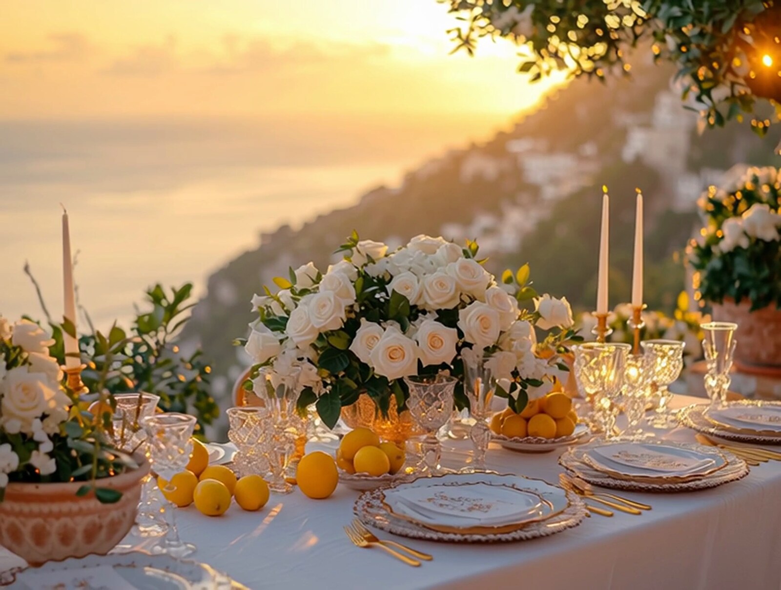 Luxury venue terrace overlooking the Amalfi Coast